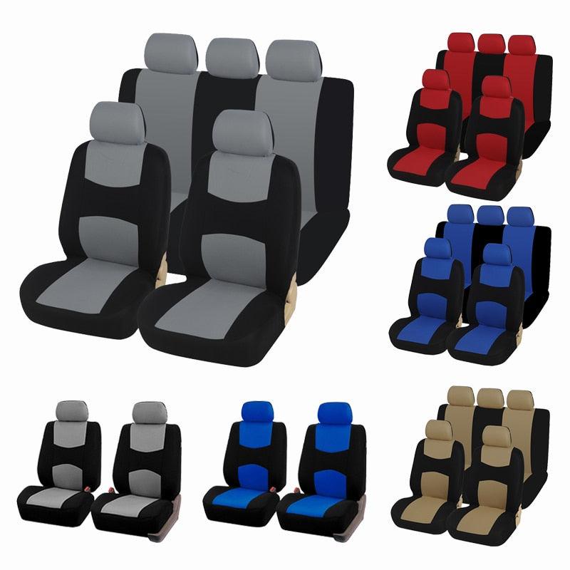 Flat Cloth Car Seat Cover Full Set installed in vehicle