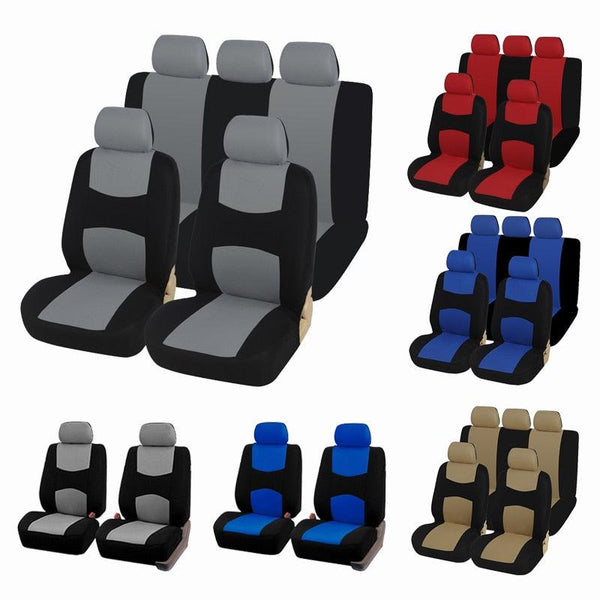 Flat Cloth Car Seat Cover Full Set installed in vehicle
