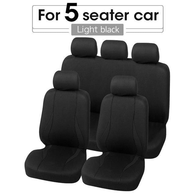 Flat Cloth Car Seat Cover Full Set installed in vehicle