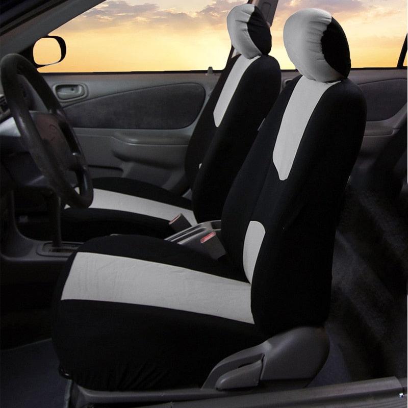 Flat Cloth Car Seat Cover Full Set installed in vehicle