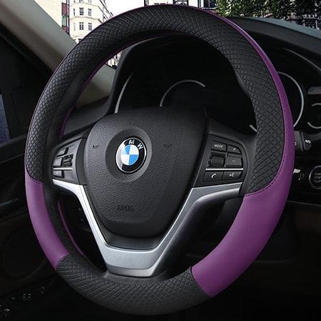 Universal Car Steering Wheel Cover installed in vehicle