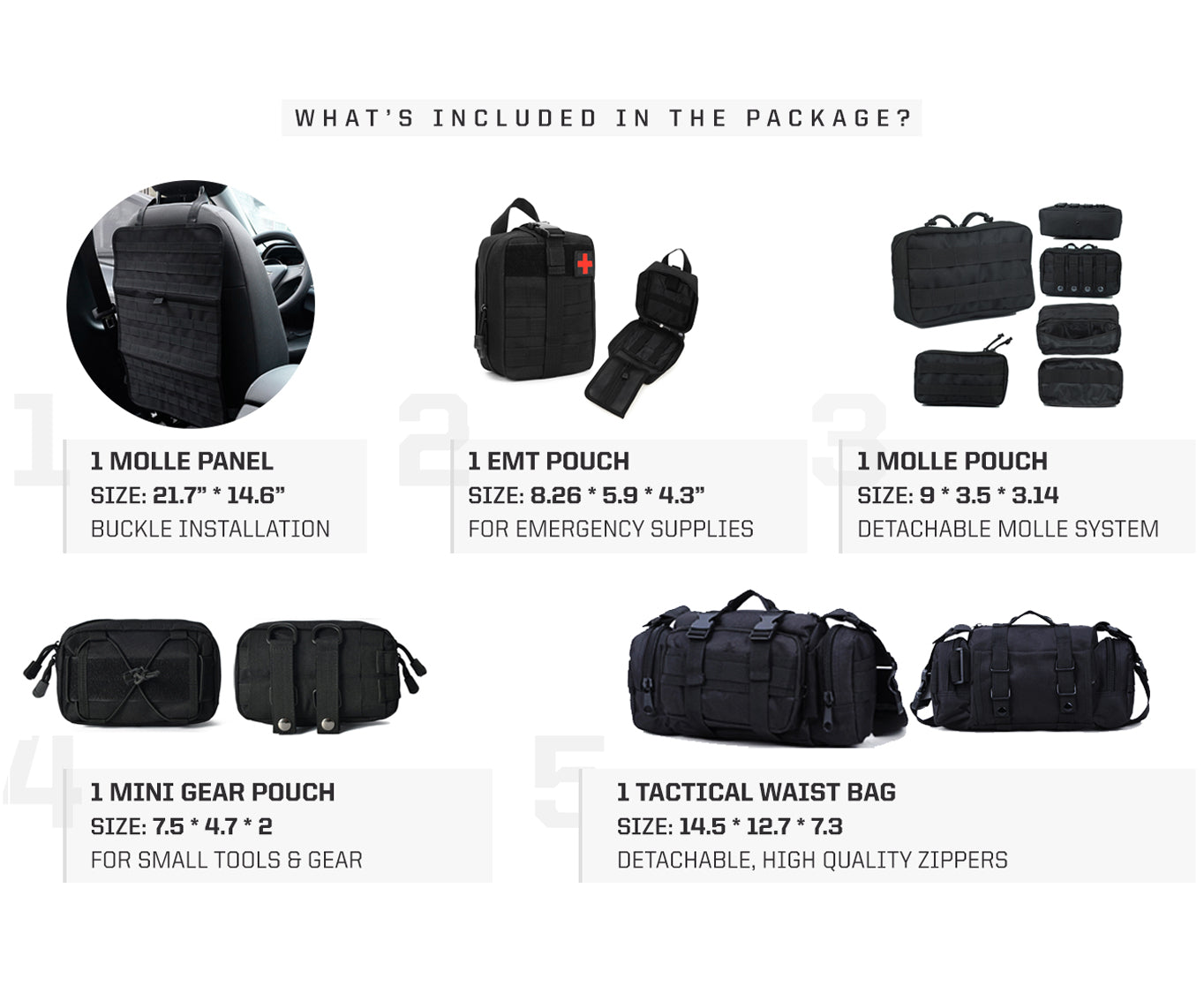 Tactical MOLLE Seat Organizer Full Set | Storage